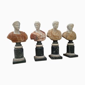 Italian Hand-Carved Marble Busts of Roman Emperors, 1980, Set of 4