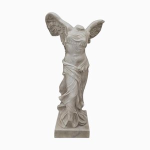 Large Hand-Carved Marble Sculpture of Nike of Samothrace, 1990
