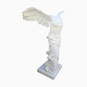 Large Hand-Carved Marble Sculpture of Nike of Samothrace, 1990