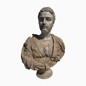 Large Italian Marble Bust of Roman Emperor, 1980