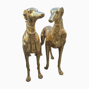 Grands Chiens en Bronze Doré, Italie, 1980s, Set de 2