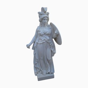Italian Hand-Carved Marble Sculpture of Athena Minerva, 1980