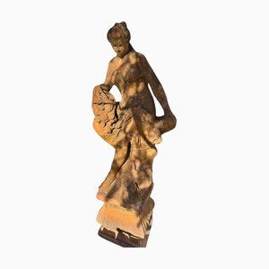 Italian Terracotta Girl with Flowers, 19th Century