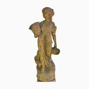 Italian Terracotta Girl with Vase, 19th Century