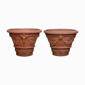 Impruneta Terracotta Planters with Fauns, Late 20th Century, Set of 2