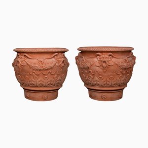 Impruneta Terracotta Planters with Fauns, Late 20th Century, Set of 2