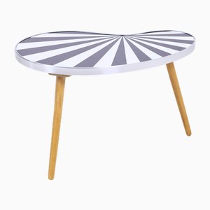 Mid-Century Kidney-Shaped Side Table with Black and White Patterns, 1960s