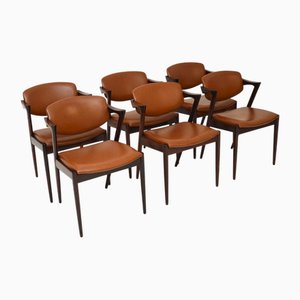 Vintage Danish Model 42 Dining Chairs by Kai Kristiansen, 1960, Set of 6