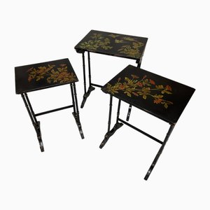 Napoleon III Ebonized Decorative Nest of 3 Occasional Tables, 1890s, Set of 3
