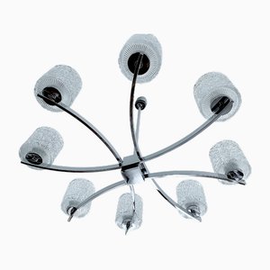 Large Vintage Glass & Chrome Chandelier from Kaiser Leuchten