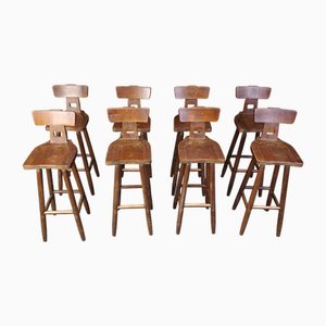 Vintage Brutalist Bar Stools, 1960s, Set of 8