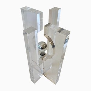 Acrylic Glass Table Lamp attributed to Sandro Petti for Maison Jansen, Italy, 1970s