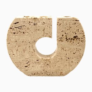 Brutalist Travertine Candleholder by Fratelli Mannelli for Enzo Mari, Italy, 1970s