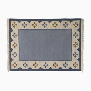 Kilim sueco con bordes de diamantes, años 60