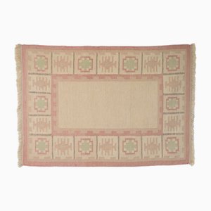 Kilim en crema y rosa pálido, años 60