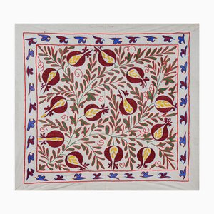 Square Suzani Wall Art with Red and Yellow Pomegranates