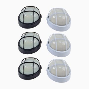 Vintage Simes Round Vetro Outdoor Wall Lamp, 1980s, Set of 6