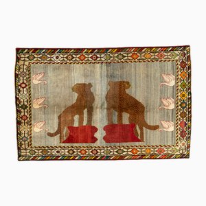 Tapis Gabbeh Nomad Fait Main avec Motif Léopard et Bordure Ornée