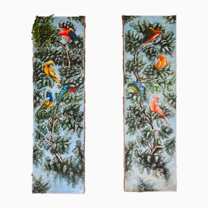 Italian Artist, Tropical Birds, 1950s, Canvas Paintings, Set of 2