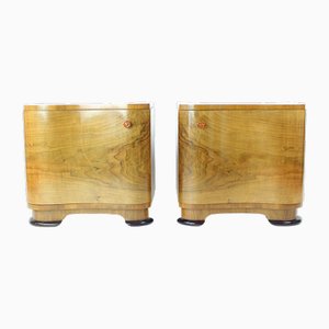 Art Deco Bedside Tables by Jindřich Halabala for Up Závody, 1930s, Set of 2