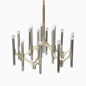 Lustre à 15 Lumières attribué à Gaetano Sciolari, 1970s