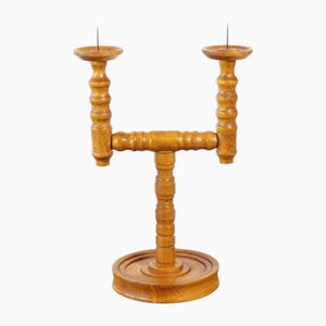 Mid-Century Wooden Candleholder, Former Czechoslovakia, 1950s