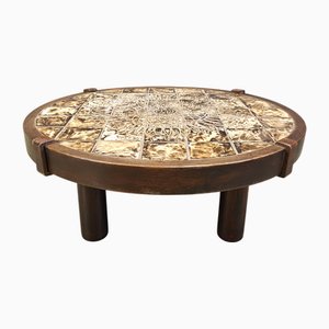 Runder Couchtisch aus Keramik von Barrois für Vallauris, 1960er