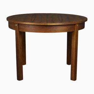 Round Walnut Veneer Dining Table, Poland, 1950s