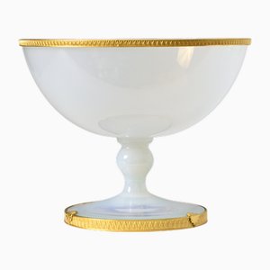 Cuenco Ormolu de vidrio opalino, años 50