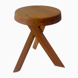 Tabouret S31 Vintage en Orme attribué à Pierre Chapo, 1970s