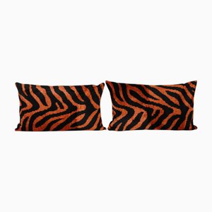 Silk Ikat Velvet Cushion Covers, 2010s, Set of 2