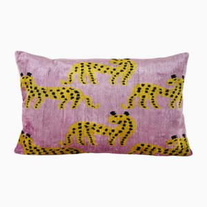 Pink Silk Ikat Velvet Cushion Cover, 2010s