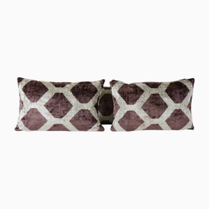 Ikat Velvet Bedding Cushion Covers, 2010s, Set of 3