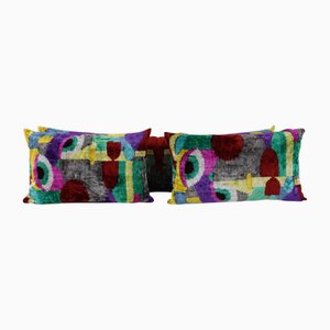 Silk Ikat Velvet Cushion Covers, 2010s, Set of 3