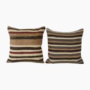 Vintage Turkish Hemp Kilim Cushion Covers, 2010s, Set of 2