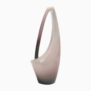 Vaso viola, rosa e bianco in ceramica dipinta a mano di Ariele, Torino, Italia, anni '50