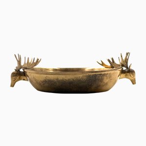 Mid-Century Modern Brass Deers Centerpiece / Bowl, France, 1970s
