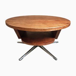 Vintage French Cherry Wood Coffee Table with Rotating Top, 1960s