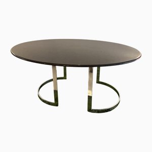 Table en Marbre et Métal Chromé attribuée à Vittorio Introini
