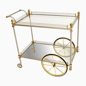 Large Vintage French Drinks Trolley in Steel and Brass, 1970s