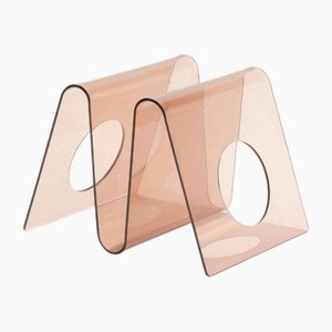 Smoked Acrylic Glass Magazine Rack by Michel Dumas, 1970s