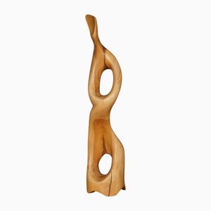 Abstrakte geschnitzte Mid-Century Holzskulptur, 1968