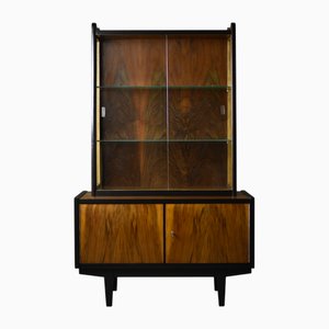 Moderne Mid-Century Vitrine aus Nussholz von RT Halas, Polen, 1960er