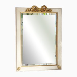 Antique French Rectangular Gilded Beige Wood Wall Mirror, 1920s