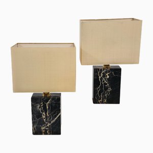 Lampes de Bureau Mid-Century Hollywood Regency en Marbre, 1960s, Set de 2