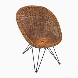 Chaise en Rotin par Teun Velthuizen pour Urotan, Pays-Bas, 1950s