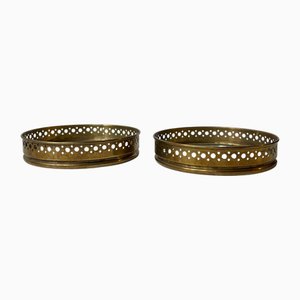 Scandinavian Modern Wine Coasters in Brass, 1960s, Set of 2