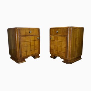1940s Art Deco Bedside Tables, Czechoslovakia, Set of 2