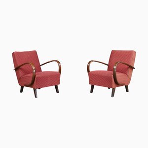 Set of Vintage H-227 Bentwood Armchairs by Jindřich Halabala, 1940s