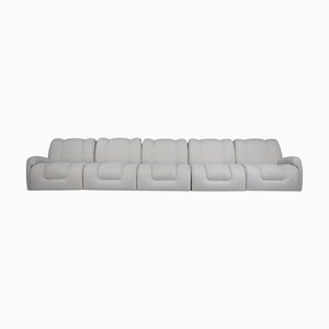 Mid-Century Italian Modular Lounge Sofa in New Bouclé, 1970s, Set of 5 Elements